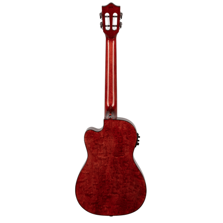 LANIKAI LKUQM-RDCEB Baritonukulele, Quilted Maple Serie, Red, Cutaway, Preamp, Sof