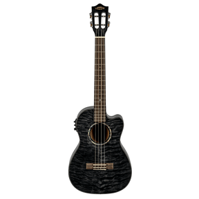 LANIKAI LKUQMBKCEB Baritonukulele, Quilted Maple Series, zwart, Cutaway, Preamp,