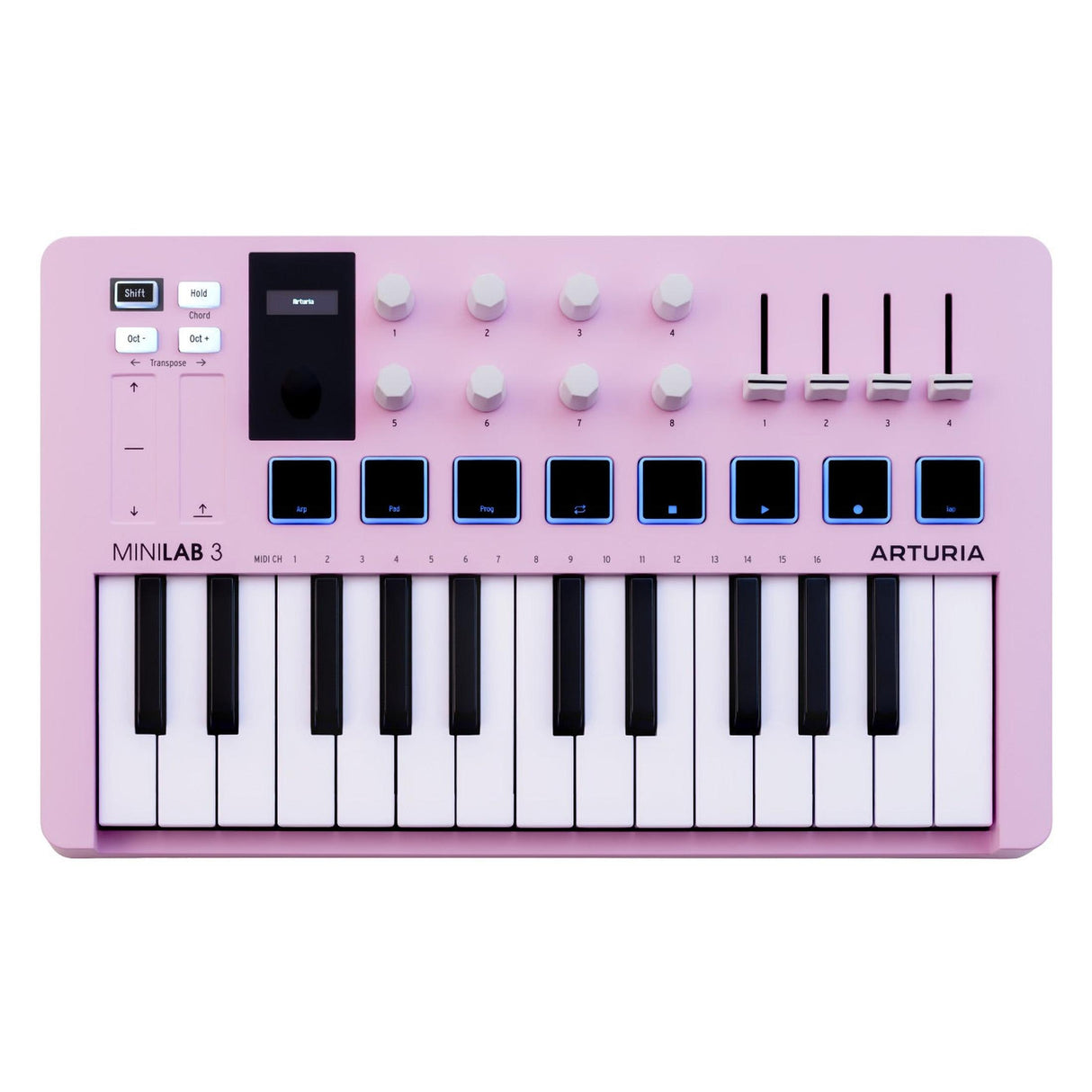 Arturia MiniLab 3 Rose Quartz MIDI controller met 25 toetsen, pads en USB-C