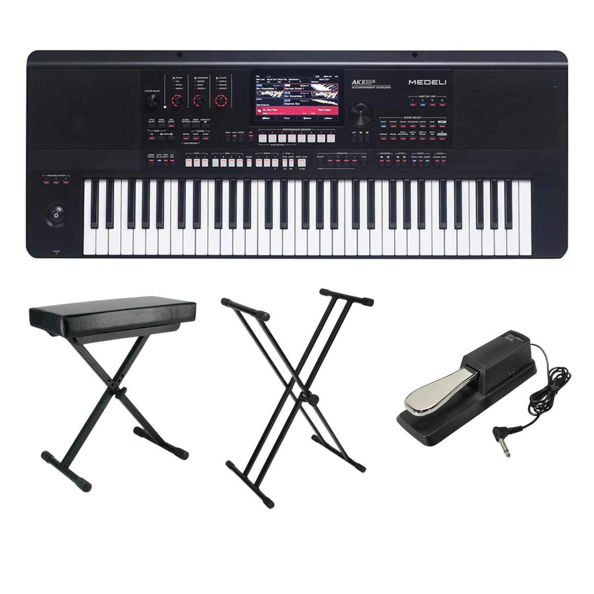 Vds Instrumento Medeli AKX10S Set – Workstation keyboard met 61 toetsen, 7” touchscree ...