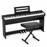 NUX NPK-10 digitale stage piano zwart met NPS1 standaard, 88 toetsen en kruk