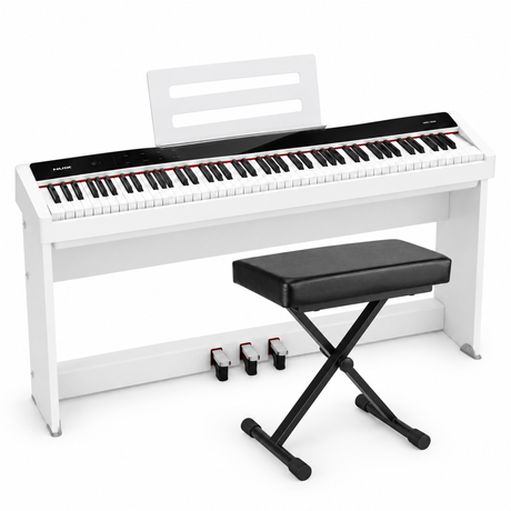 NUX NPK-200 Digital Stage Piano Set wit met NPS-2 standaard, 88 toetsen en kruk