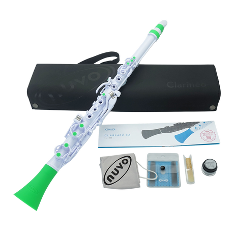 NUVO CL120WGR Clarinéo 2.0 – C-stemming, 275 g, wit/groen, incl. etui en accessoires