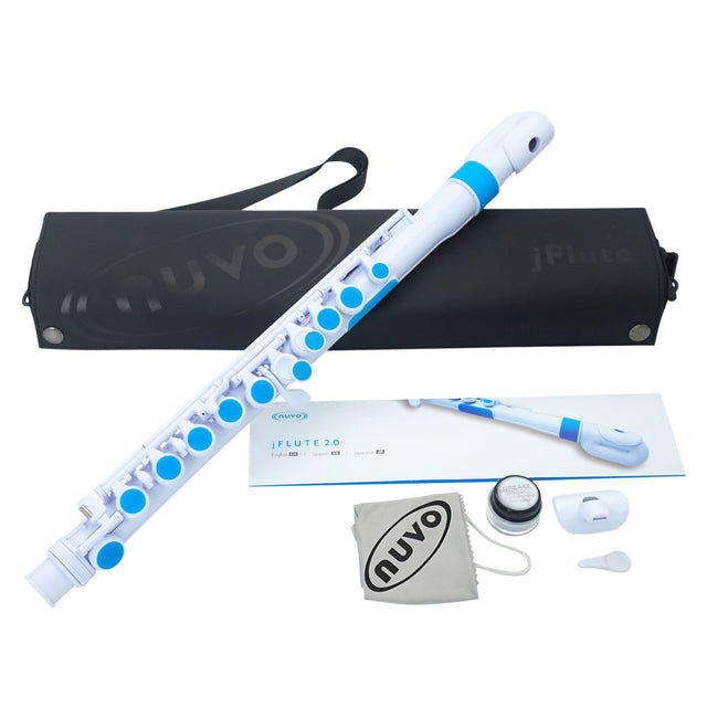 NUVO jFlute 2.0 wit-blauw kinder dwarsfluit in C, waterdicht, 235 gram