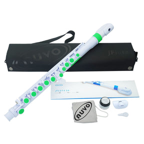 NUVO jFlute 2.0 wit-groen kinder dwarsfluit met DONUT kopstuk en Firstnote mondplaat