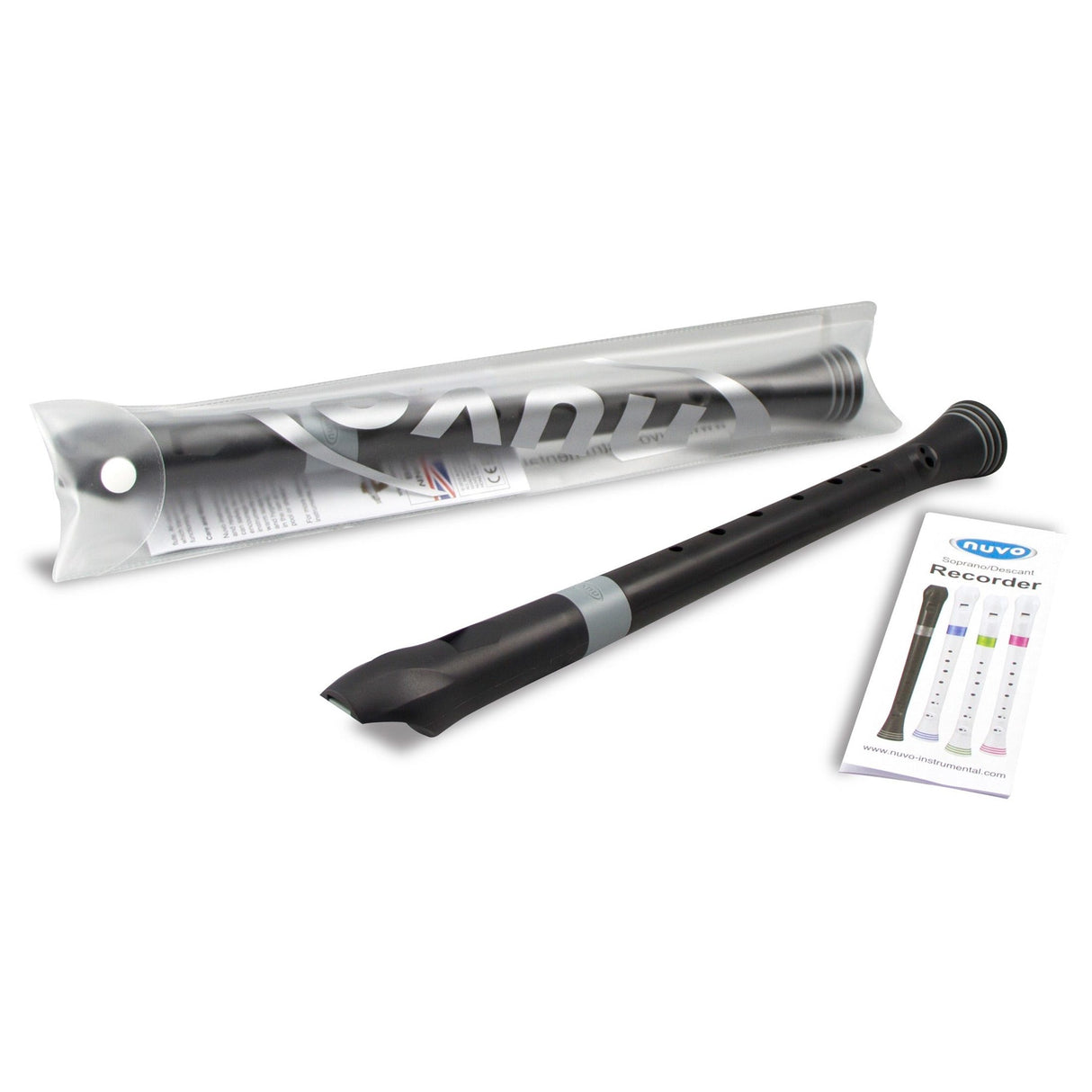 NUVO B300 BK sopraanblokfluit zwart barok vingerzetting met etui en motivatieringen