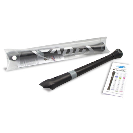 NUVO B300 BK sopraanblokfluit zwart barok vingerzetting met etui en motivatieringen