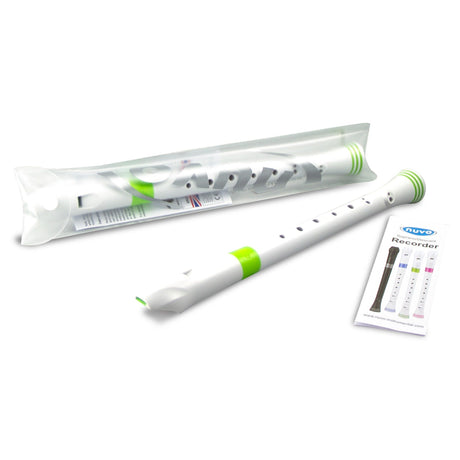 NUVO B300 GR sopraanblokfluit wit-groen barok vingerzetting met etui en motivatieringen