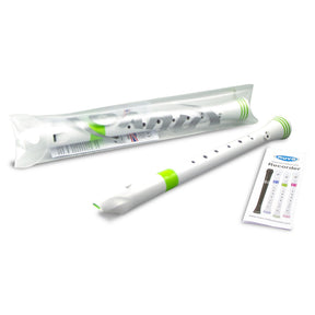 NUVO G300 GR sopraanblokfluit wit-groen Duits systeem met etui en motivatieringen