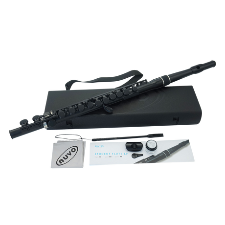 NUVO SF230BK Student Flute 2.0 – C-stemming, 255 g, zwart, incl. blokfluitkopstuk en etui