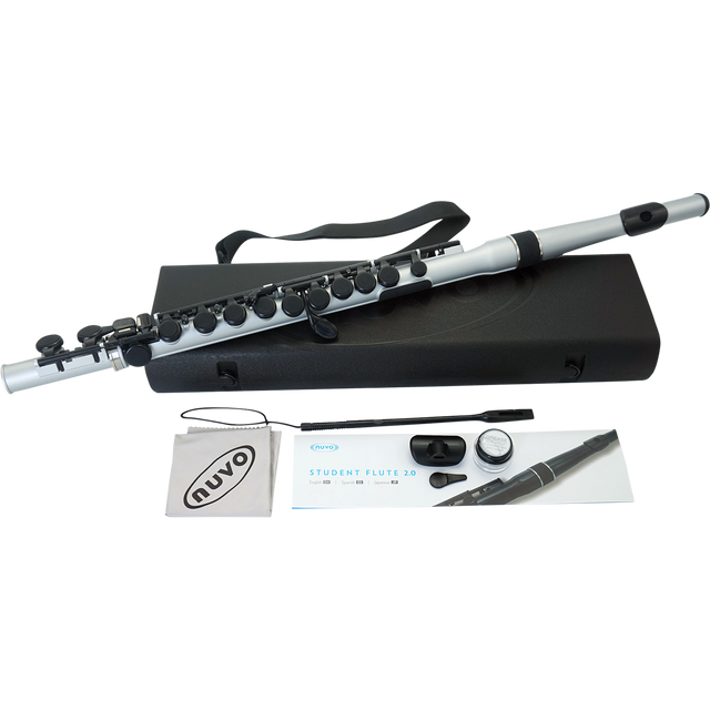 NUVO SF300FSV Student Flute 2.0 – C-stemming, 255 g, zilver, incl. blokfluitkopstuk en etui