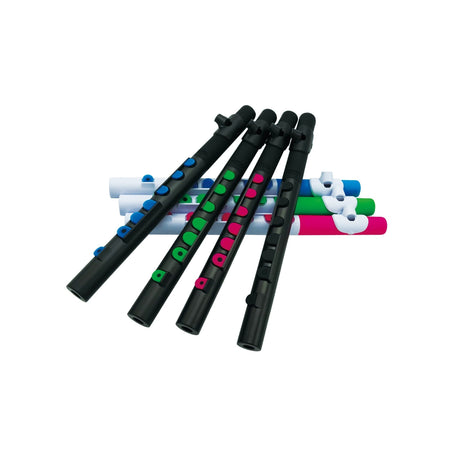 NUVO TooT 2.0 zwart-blauw kinder dwarsfluit blokfluit alternatief met kleppen en Firstnote