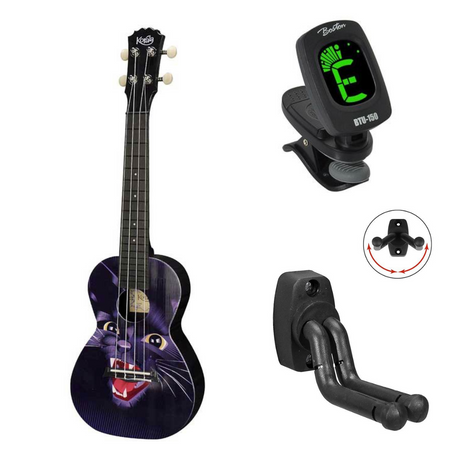 Korala PUC-30-001 bundel Black Panther Concert Ukelele Polycarbonaat