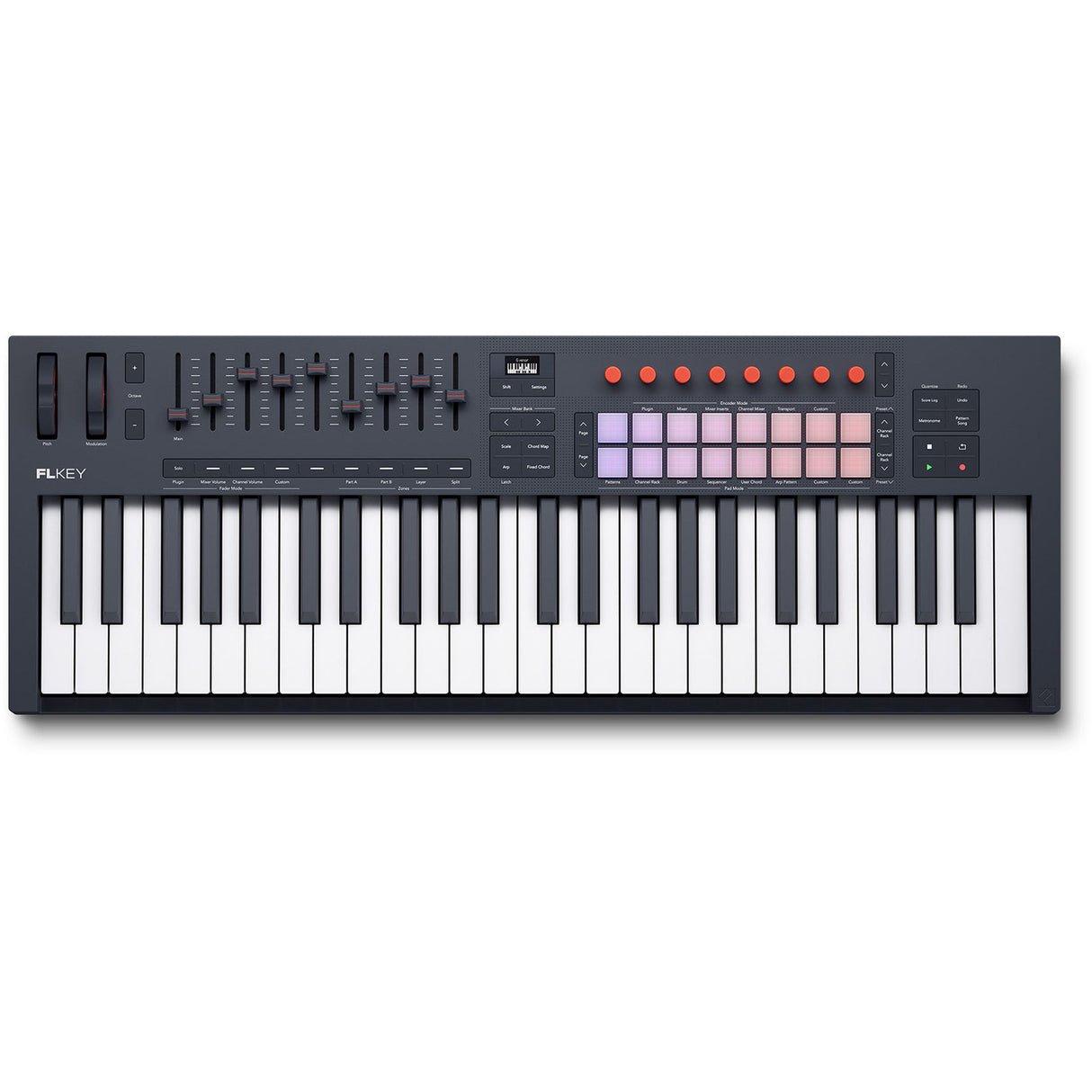 Novation FLkey2 49 master keyboard met 49 toetsen, 16 pads en 9 faders