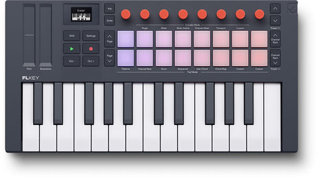 Novation FLkey2 Mini 25 toetsen, 16 pads, 8 knoppen, OLED display, grijs
