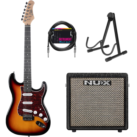 EKO ST100 Tribute ST-Style Sunburst + NUX Mighty-8 MK2 Versterker