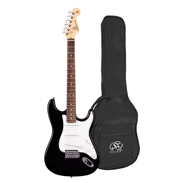 SX ED1/BK elektrische gitaar – 3 single coil pickups, vintage tremolo, zwart + tas