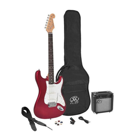 SX SE1SK-CAR rode elektrische gitaar starter set rood