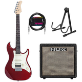 Sire S1 ST-Style Elektrische Gitaar Candy Apple Red + NUX Mighty-8 MK2 Versterker