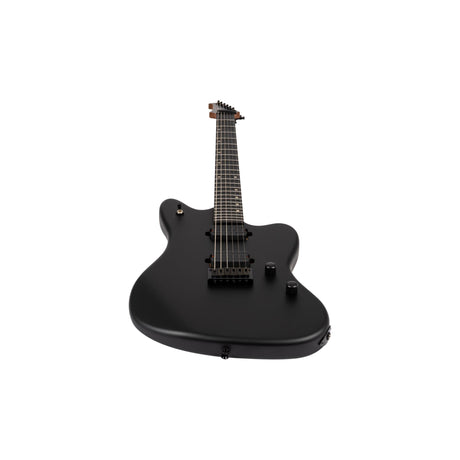 Spira J-400 MBK Baritone Offset Elektrische Gitaar HH Villain Humbuckers 27 Inch Roasted Poplar Satin Black