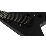 Spira V-407 MBK V-Style 7-Snarige Elektrische Gitaar HH Villain Humbuckers Roasted Poplar Satin Black