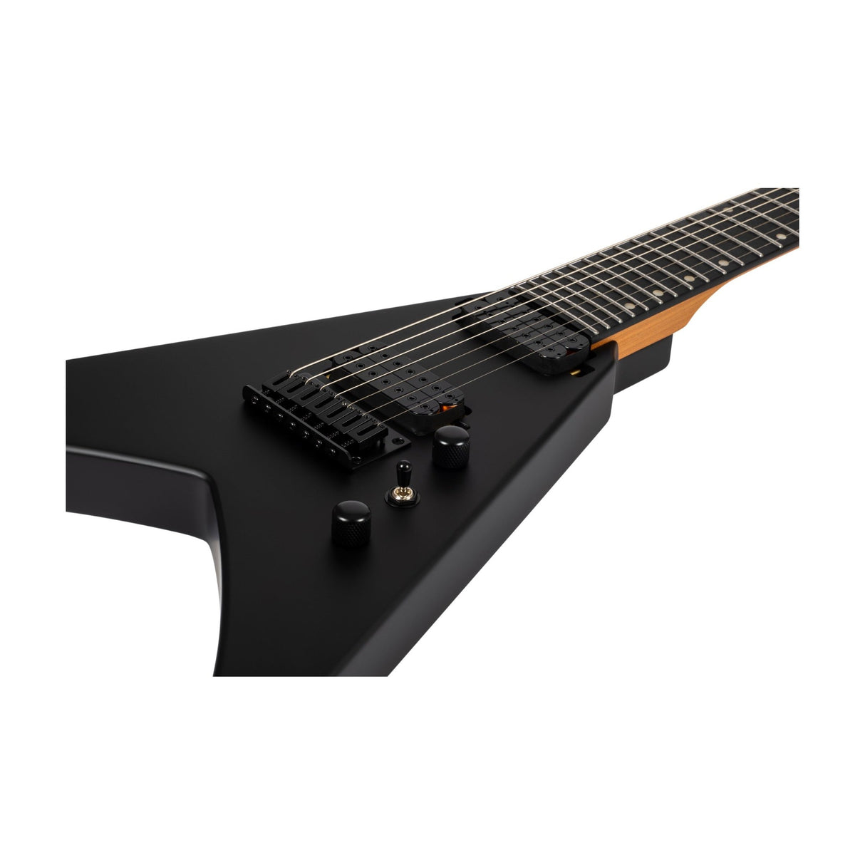 Spira V-407 MBK V-Style 7-Snarige Elektrische Gitaar HH Villain Humbuckers Roasted Poplar Satin Black