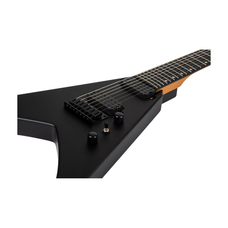 Spira V-407 MBK V-Style 7-Snarige Elektrische Gitaar HH Villain Humbuckers Roasted Poplar Satin Black