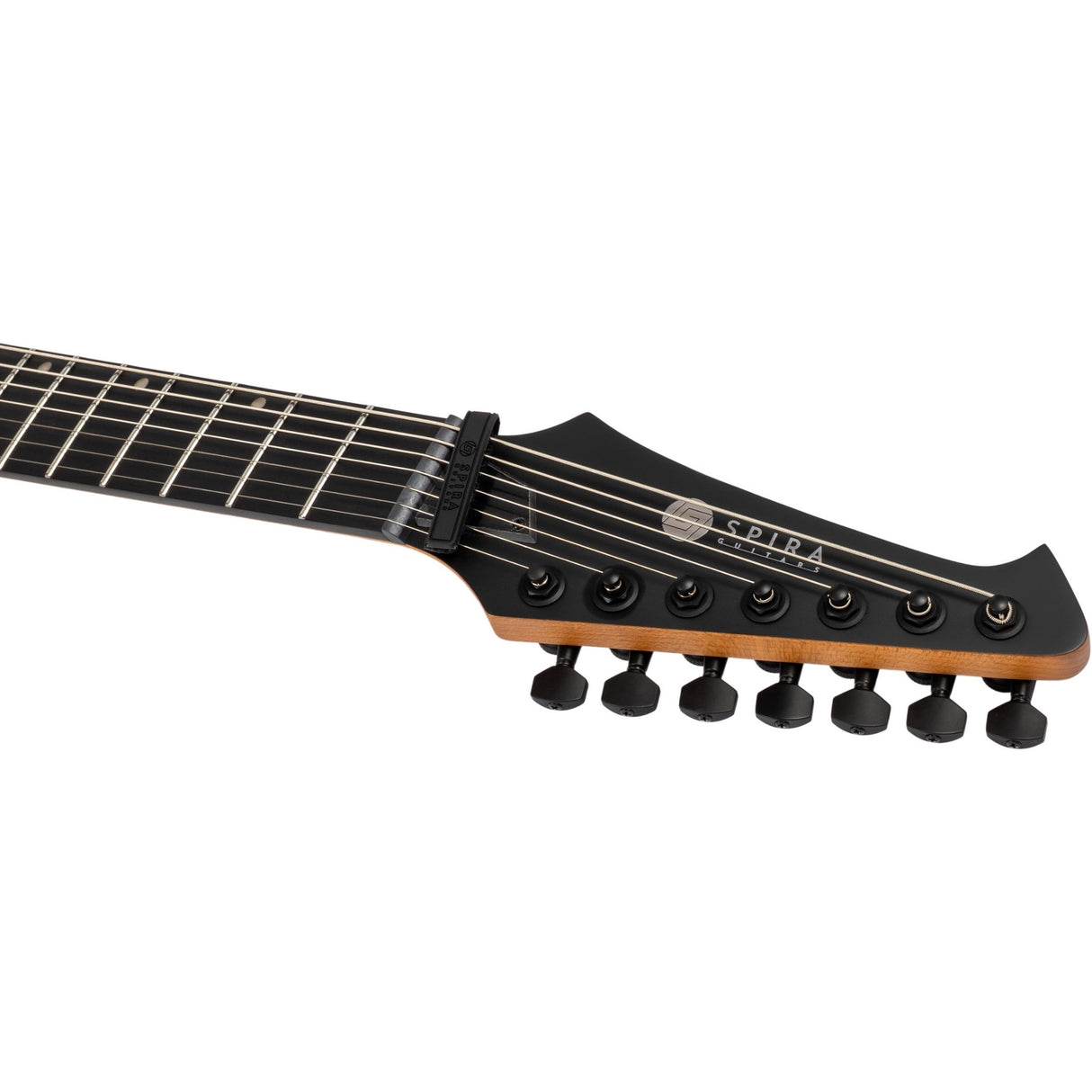 Spira V-407 MBK V-Style 7-Snarige Elektrische Gitaar HH Villain Humbuckers Roasted Poplar Satin Black
