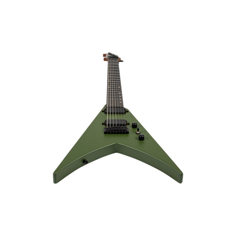Spira V-407 MGR V-Style 7-Snarige Elektrische Gitaar HH Villain Humbuckers Roasted Poplar Satin Green