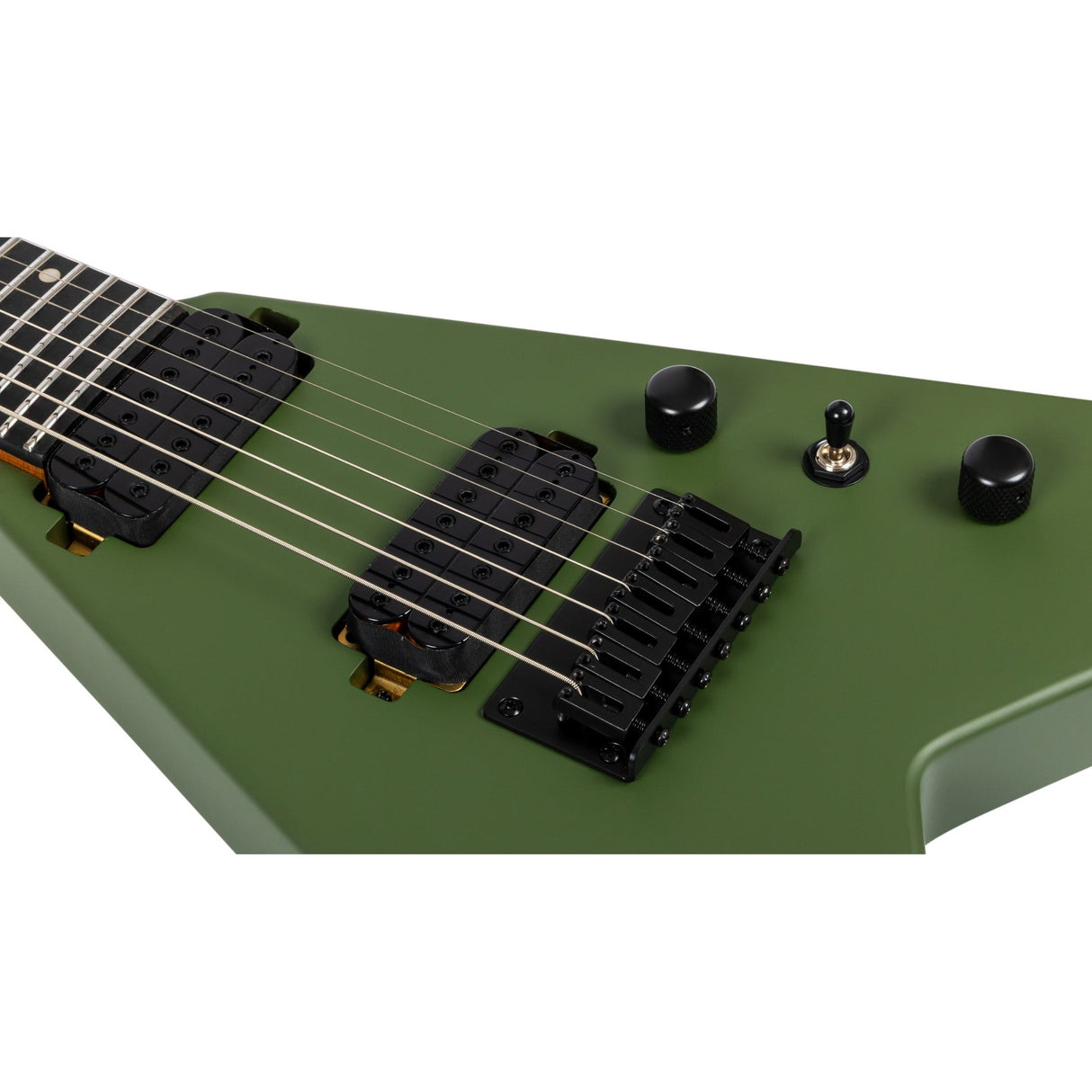 Spira V-407 MGR V-Style 7-Snarige Elektrische Gitaar HH Villain Humbuckers Roasted Poplar Satin Green