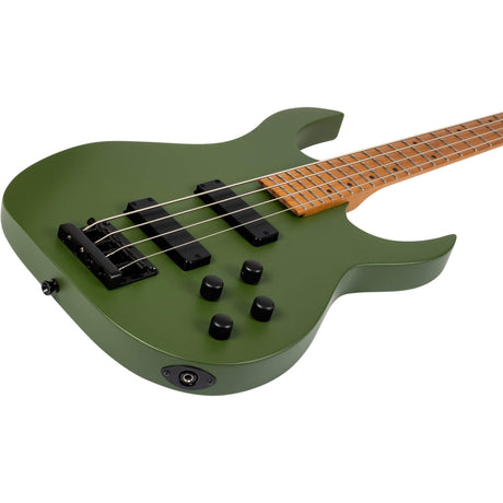 Spira B-400 MGR 4-String Elektrische Bas Actieve Villain Soapbar Pickups Roasted Poplar Satin Dark Green