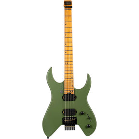 Spira S-400 MGR Headless S-Style Elektrische Gitaar HH Villain Humbuckers Roasted Poplar Satin Green