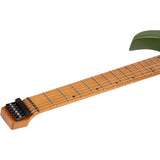 Spira S-400 MGR Headless S-Style Elektrische Gitaar HH Villain Humbuckers Roasted Poplar Satin Green