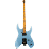 Spira S-400 MPB Headless S-Style Elektrische Gitaar HH Villain Humbuckers Roasted Poplar Satin Blue