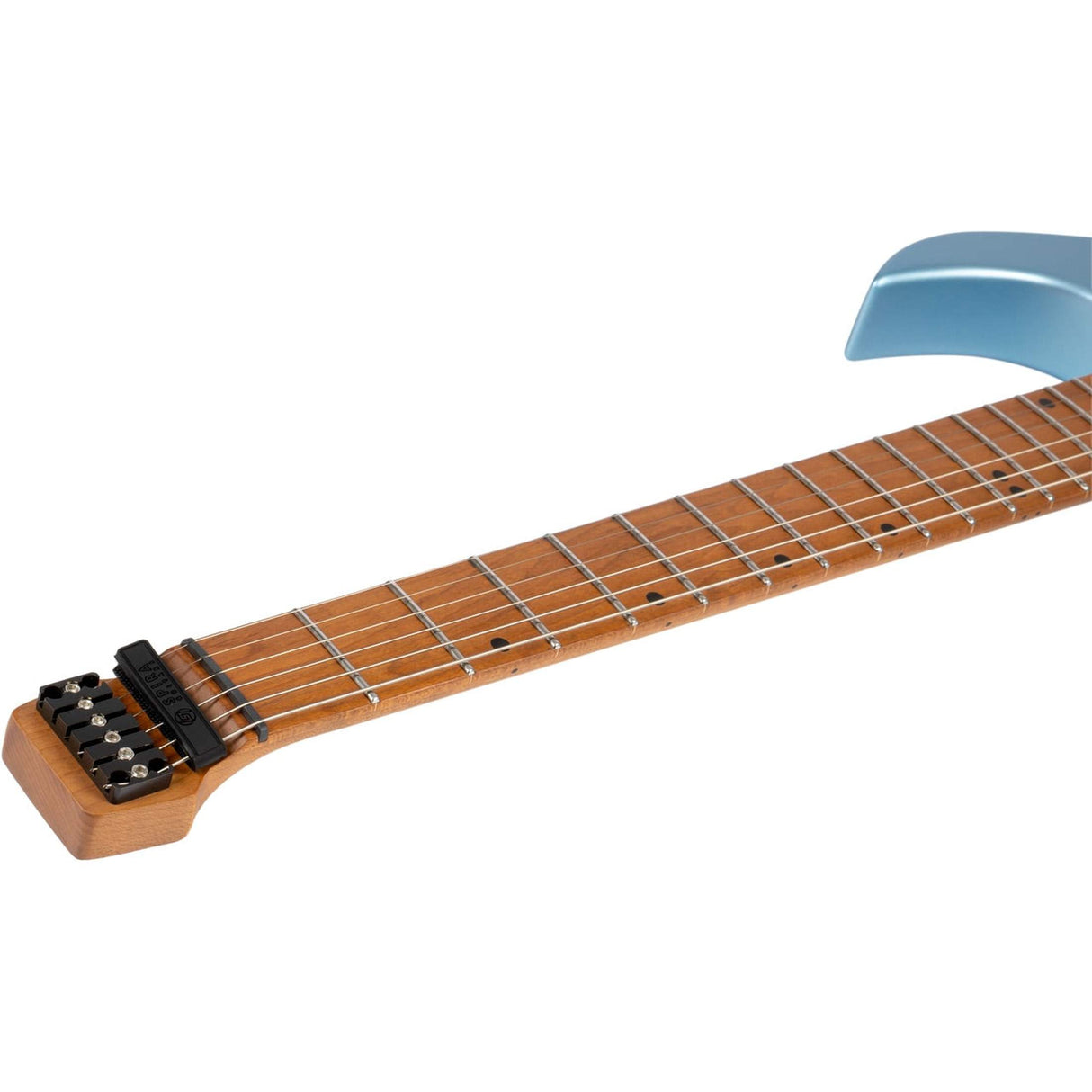 Spira S-400 MPB Headless S-Style Elektrische Gitaar HH Villain Humbuckers Roasted Poplar Satin Blue