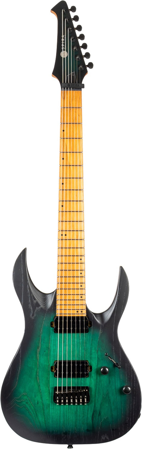 Spira S-607 AGR 7-snarige Elektrische Gitaar Swamp Ash Green met Stainless Steel Frets