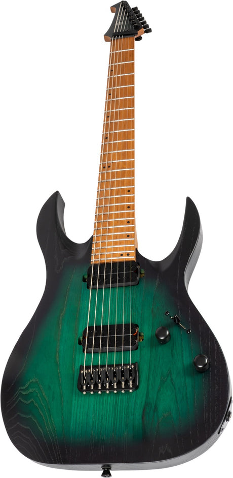 Spira S-607 AGR 7-snarige Elektrische Gitaar Swamp Ash Green met Stainless Steel Frets