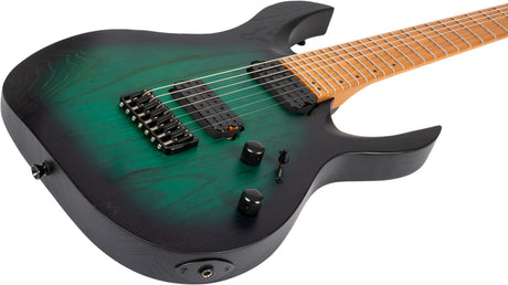 Spira S-607 AGR 7-snarige Elektrische Gitaar Swamp Ash Green met Stainless Steel Frets