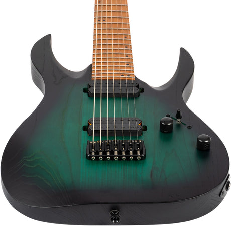 Spira S-607 AGR 7-snarige Elektrische Gitaar Swamp Ash Green met Stainless Steel Frets