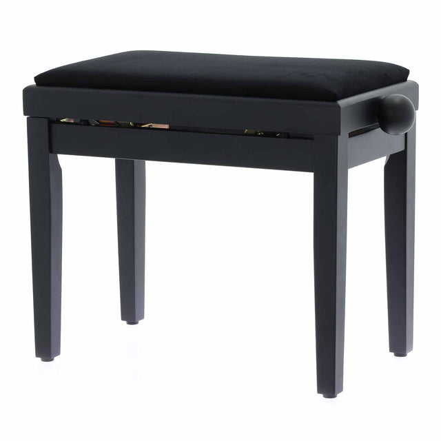 QUIKLOK PB010BKS Piano Bank – Verstelbaar 480-570 mm, Fluwelen Zitting, Mat Zwart