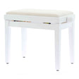 QUIKLOK PB010WHS Piano Bank – Verstelbaar 480-570 mm, Fluwelen Zitting, Mat Wit