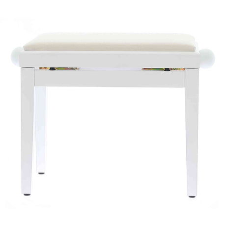 QUIKLOK PB010WHS Piano Bank – Verstelbaar 480-570 mm, Fluwelen Zitting, Mat Wit