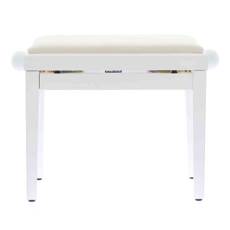 QUIKLOK PB010WHS Piano Bank – Verstelbaar 480-570 mm, Fluwelen Zitting, Mat Wit