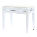 QUIKLOK PB100WHL Piano Bank – Verstelbaar 480-570 mm, Kunstleren Zitting, Hoogglans Wit