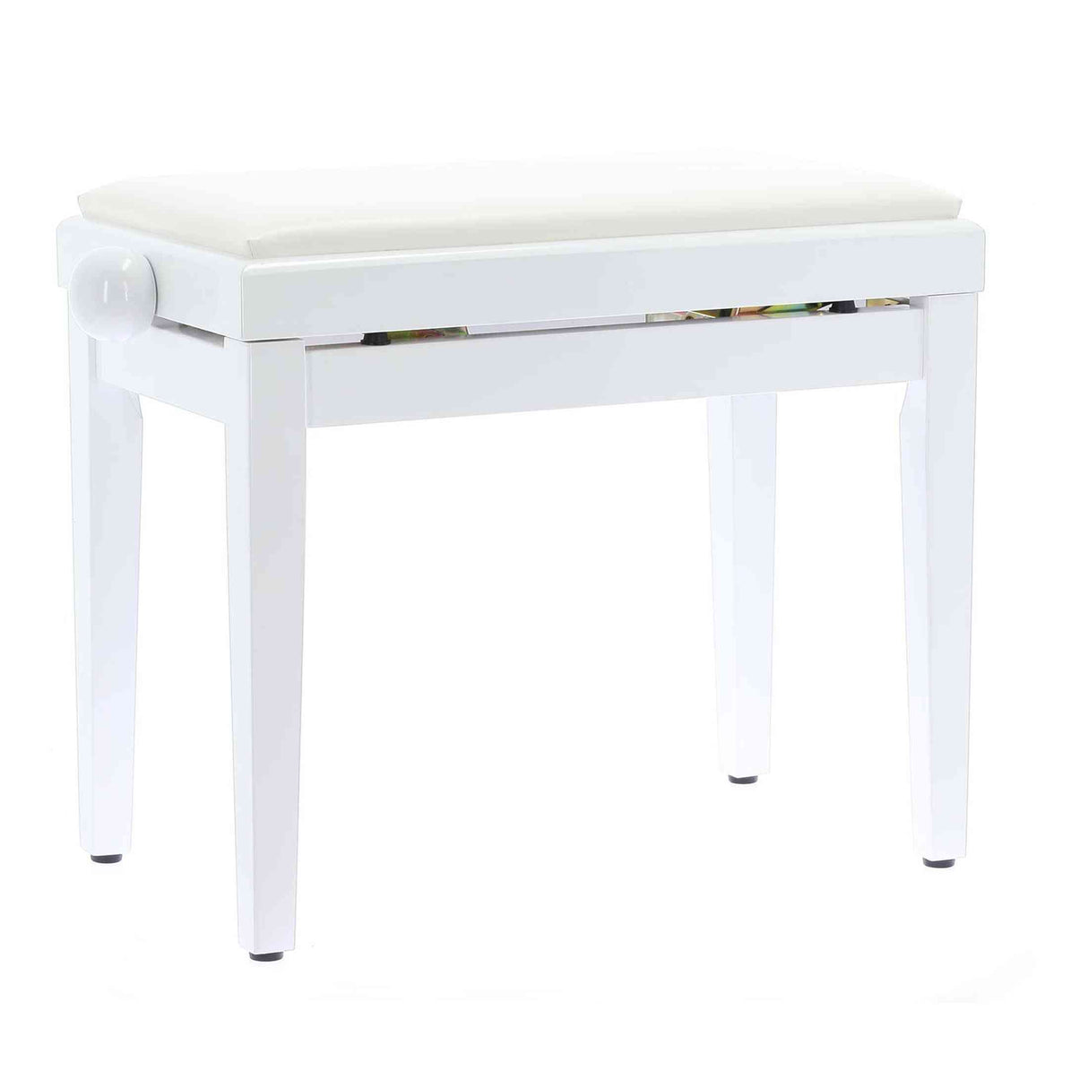 QUIKLOK PB100WHL Piano Bank – Verstelbaar 480-570 mm, Kunstleren Zitting, Hoogglans Wit