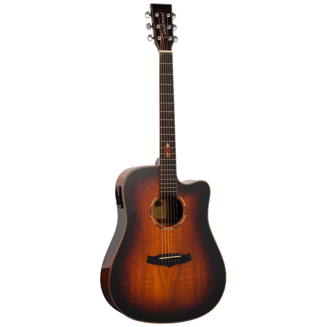 Tanglewood Winterleaf Exotic 5 CE Koa Dreadnought Cutaway Elektro-Akoestische Gitaar Solid Mahogany Koa Autumn Burst Gloss