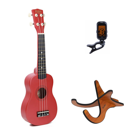 Korala UKS-15 sopraan ukulele set – inclusief stemapparaat en houten standaard