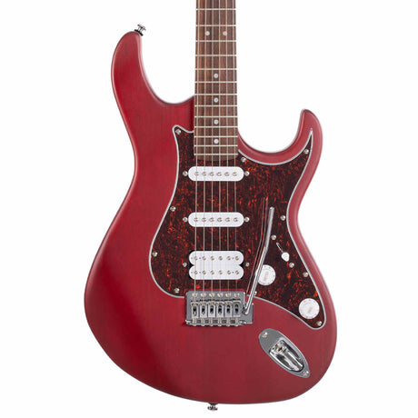 Cort G110 OPBC Elektrische Gitaar HSS Populier Open Pore Black Cherry met Tremolo
