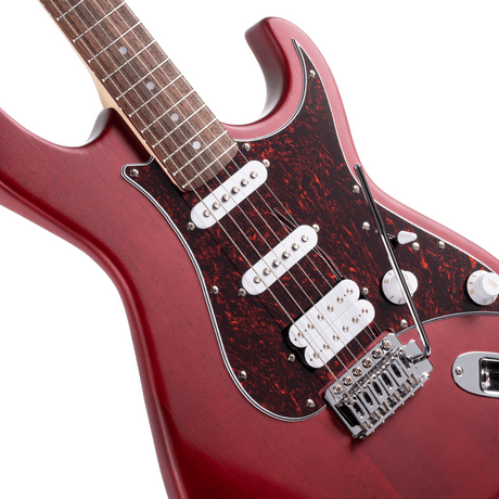 Cort G110 OPBC Elektrische Gitaar HSS Populier Open Pore Black Cherry met Tremolo