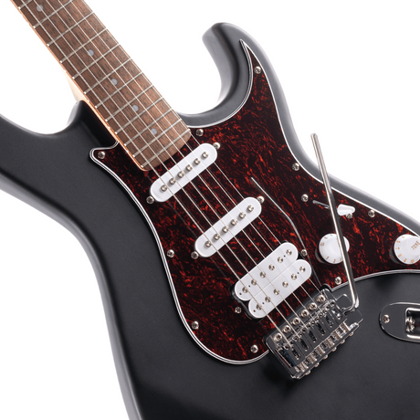 Cort G110 OPBK Elektrische Gitaar HSS Populier Open Pore Black met Tremolo